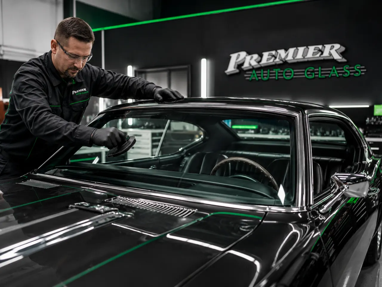 Classic car glass installation